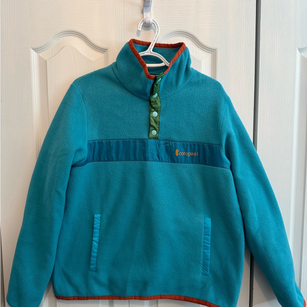 Cotopaxi Blue and Orange Hoodie with Mock Neck